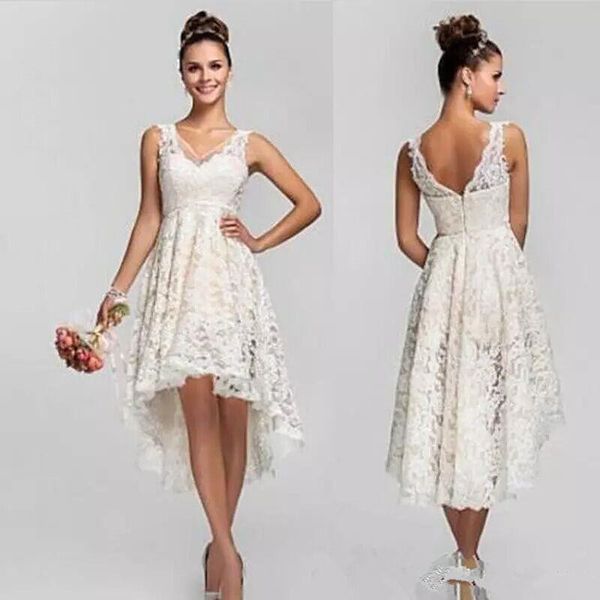 short lace country wedding dresses high low short empire maid of honor wedding party dress v neck bohemian beach wedding dresses plus size, White
short lace country wedding dresses high low short empire maid of honor wedding party dress v neck bohemian beach wedding dresses plus size, White