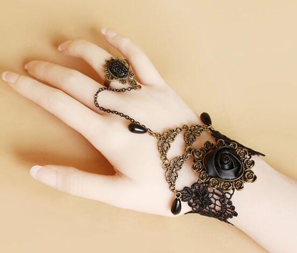 new european and american black rose lace bracelet beaded band ring jewelry fashion classic exquisite elegance, Golden;silver
new european and american black rose lace bracelet beaded band ring jewelry fashion classic exquisite elegance, Golden;silver