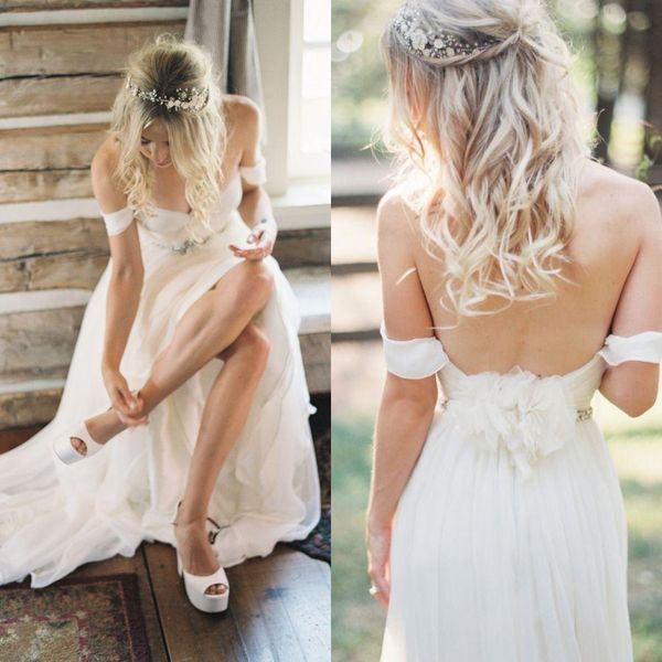 white off the shoulder beach wedding dresses long backless chiffon boho country bridal gown with flower beaded sash rustic garden
white off the shoulder beach wedding dresses long backless chiffon boho country bridal gown with flower beaded sash rustic garden