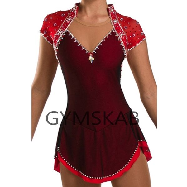 2018 figure skating dress women's girl's customized ice skating dress red short-sleeved gymnastics costume 8810, Black;red
2018 figure skating dress women's girl's customized ice skating dress red short-sleeved gymnastics costume 8810, Black;red