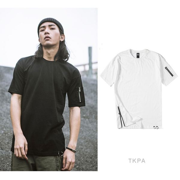 tkpa mens high street t-shirt summer solid color casual tees short sleeved zippers design tee, White;black
tkpa mens high street t-shirt summer solid color casual tees short sleeved zippers design tee, White;black