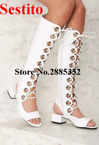 sestito hollow out summer women boots shoes fashion peep toe chunky heels cross-tied metal decoration knee high womens shoes, Black
sestito hollow out summer women boots shoes fashion peep toe chunky heels cross-tied metal decoration knee high womens shoes, Black