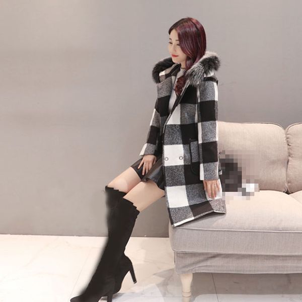 new autumn winter jacket women casual black white plaid coat thick warm coat button pocket wool blend
new autumn winter jacket women casual black white plaid coat thick warm coat button pocket wool blend