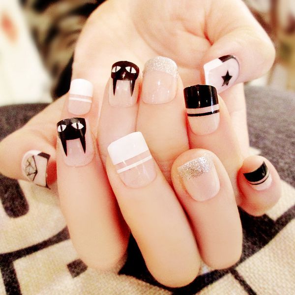 cute cat false nail short nail patch art shine silver black white nails c23, Red;gold
cute cat false nail short nail patch art shine silver black white nails c23, Red;gold