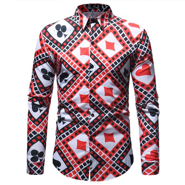 autumn men shirts new fashion poker printed slim fit men plaid casual social shirt chemise homme manche longue, White;black
autumn men shirts new fashion poker printed slim fit men plaid casual social shirt chemise homme manche longue, White;black