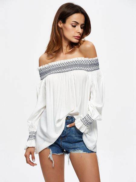 2018 spring summer new style women's blouse loose white loose sleeve off shoulder shirt blouse 6819 size -xl ing 
2018 spring summer new style women's blouse loose white loose sleeve off shoulder shirt blouse 6819 size -xl ing