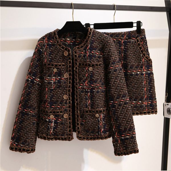 2017 spring autumn women's tweed wool professional suits ladies small suit jacket coau pencil skirt twinsets retro formal wear, Gray
2017 spring autumn women's tweed wool professional suits ladies small suit jacket coau pencil skirt twinsets retro formal wear, Gray