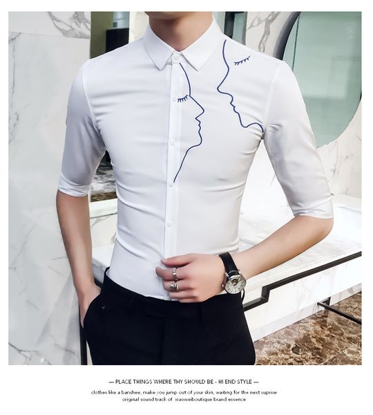 M-3XL Homme Shirt Fashion Brand White Shirt Lines Printed Simple Turn-down Collar 3/4 Sleeves Casual Top Clothing
M-3XL Homme Shirt Fashion Brand White Shirt Lines Printed Simple Turn-down Collar 3/4 Sleeves Casual Top Clothing