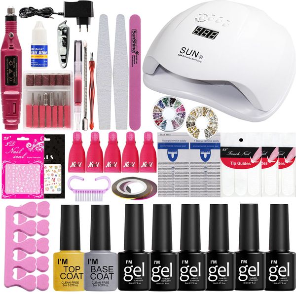 manicure set choose 6 colors gel polish base coat nail kits 54/48/36/24w uv led lamp electric manicure handle nail art tool
manicure set choose 6 colors gel polish base coat nail kits 54/48/36/24w uv led lamp electric manicure handle nail art tool