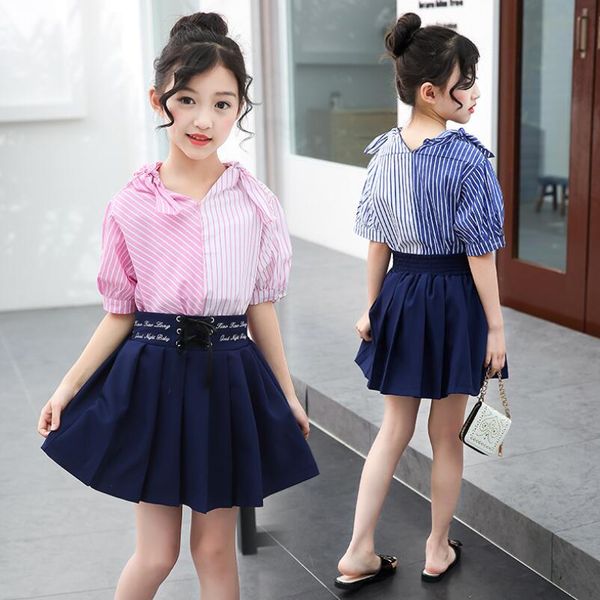 fashion summer toddler teenager girls clothing sets striped short sleeve shirts+skirts 2 pcs suit child kids clothes set jw3928, White
fashion summer toddler teenager girls clothing sets striped short sleeve shirts+skirts 2 pcs suit child kids clothes set jw3928, White