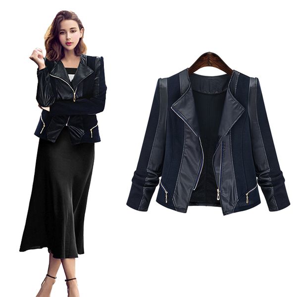wholesale-women long sleeve faux leather pu jacket coat autumn spring style slim splicing outwear jacket coat plus size wdc496, Black;brown
wholesale-women long sleeve faux leather pu jacket coat autumn spring style slim splicing outwear jacket coat plus size wdc496, Black;brown