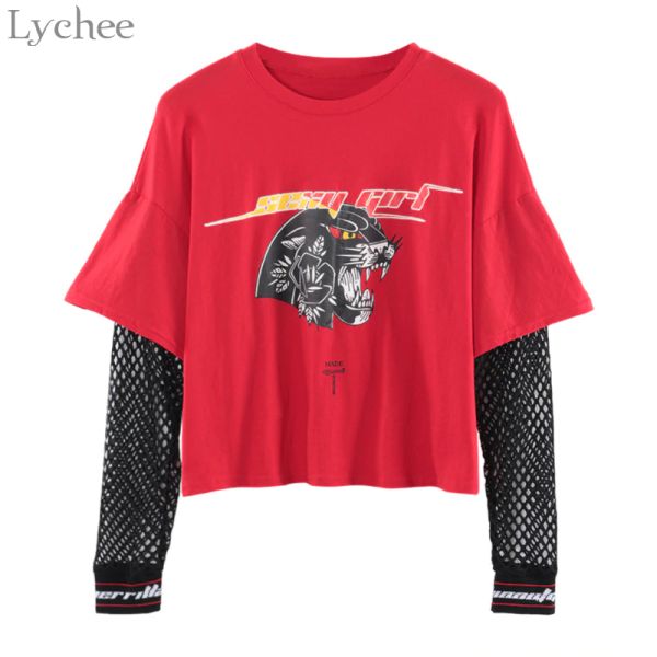 O-Neck Harajuku Punk Women T Shirt Mesh Hollow Out Patchwork Letter Leopard Print Casual Long Sleeve T-Shirt Tee Top Female
O-Neck Harajuku Punk Women T Shirt Mesh Hollow Out Patchwork Letter Leopard Print Casual Long Sleeve T-Shirt Tee Top Female