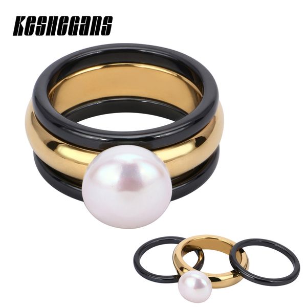 3pcs/set separate black color ceramic rings with big simulated pearl gold ring for women ladies fashion jewelry finger ring gift, Golden;silver 
3pcs/set separate black color ceramic rings with big simulated pearl gold ring for women ladies fashion jewelry finger ring gift, Golden;silver