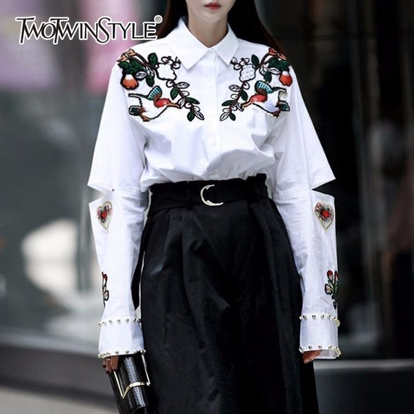 twotwinstyle embroidery blouse print hollow out beading long sleeve womens and blouses summer vintage shirt female 2018 new, White
twotwinstyle embroidery blouse print hollow out beading long sleeve womens and blouses summer vintage shirt female 2018 new, White