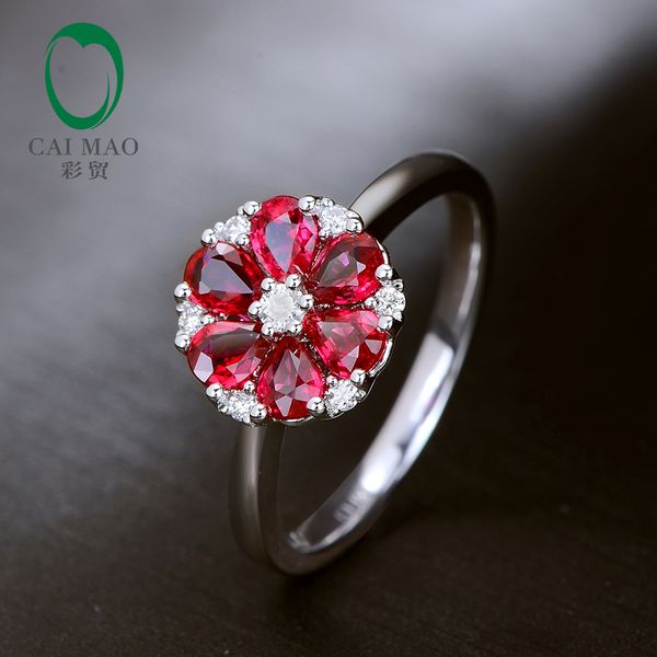 caimao classic 14k white gold 0.93ct natural red ruby h si diamond flower engagement ring for anniversary, Golden;silver
caimao classic 14k white gold 0.93ct natural red ruby h si diamond flower engagement ring for anniversary, Golden;silver