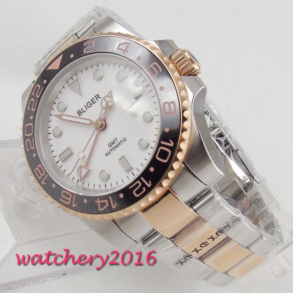 43mm bliger white dial sapphire glass date gmt luminous hands steel case rotating ceramic bezel automatic movement men's watch, Slivery;brown
43mm bliger white dial sapphire glass date gmt luminous hands steel case rotating ceramic bezel automatic movement men's watch, Slivery;brown