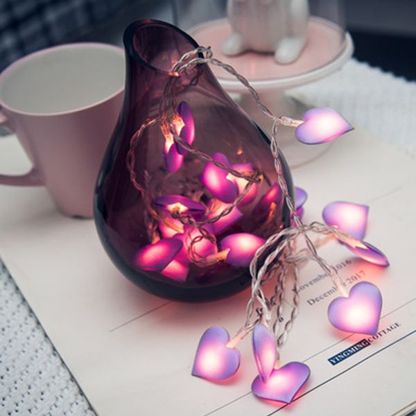 Pink Led Fairy Lights Love Heart 10/20leds Lantern Navidad String Lights Holiday Lighting Bedroom Home Luces Led Decoracion