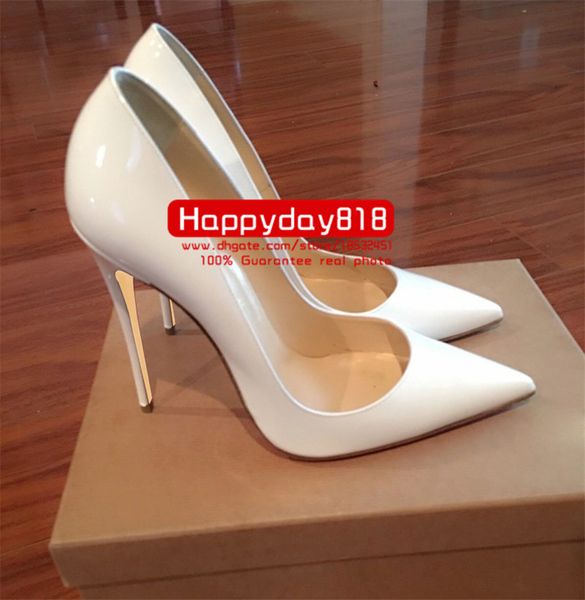 fashion lady women white patent leather point toe shoes high heels thin heeled shoes pumps genuine leather 120mm big size, Black
fashion lady women white patent leather point toe shoes high heels thin heeled shoes pumps genuine leather 120mm big size, Black