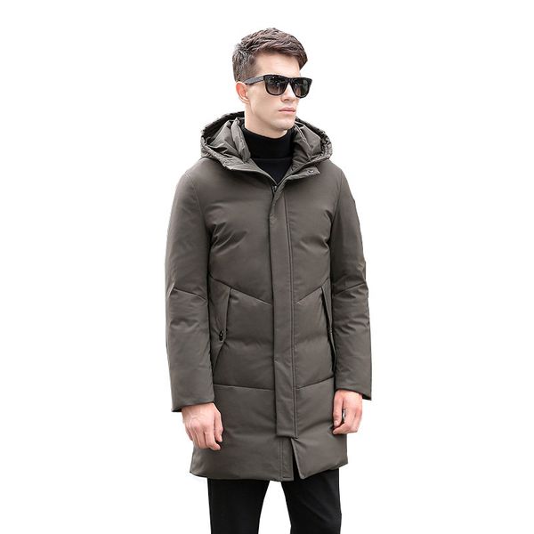 winter new style luxury fluffy white duck down thick warm men's fashion casual hooded down jacket long fashion coat, Black 
winter new style luxury fluffy white duck down thick warm men's fashion casual hooded down jacket long fashion coat, Black