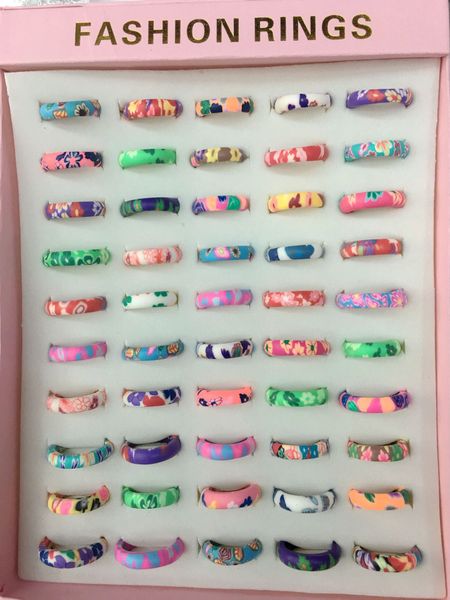 mix color thin polymer clay rings fimo brand rings 50pcs/box fashion ring mix sizes jewelry with box, Silver
mix color thin polymer clay rings fimo brand rings 50pcs/box fashion ring mix sizes jewelry with box, Silver