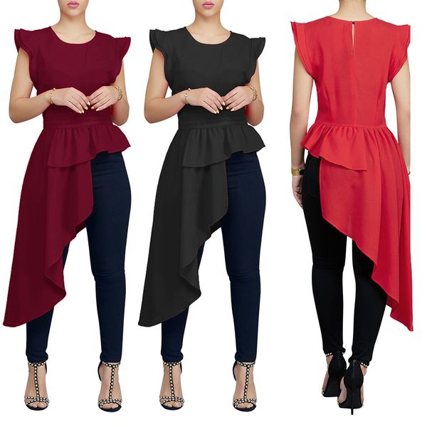 fashion summer for women new irregular tees o-neck short petal sleeve elegant vestidos party club wear, White
fashion summer for women new irregular tees o-neck short petal sleeve elegant vestidos party club wear, White