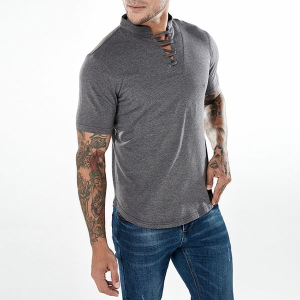 men's t-shirts white stylish tees mens clothing summer fashion hip-hop v neck bandage tshirts, White;black