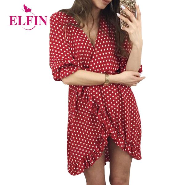 polka dot summer dress women casual ruffles half sleeve v-neck irregular hem sundress female beach dress vestidos ws8355r, Black;gray
polka dot summer dress women casual ruffles half sleeve v-neck irregular hem sundress female beach dress vestidos ws8355r, Black;gray