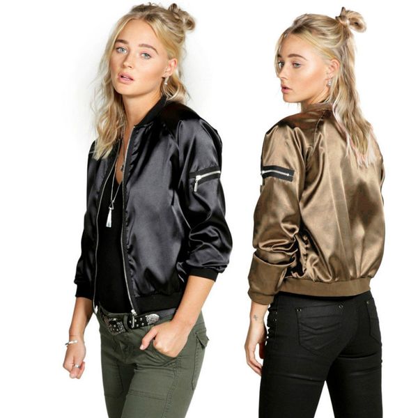 black zipper bomber jacket women 2018 spring autumn basic coats ladies long sleeve windbreaker cropped jackets female outwear, Black;brown
black zipper bomber jacket women 2018 spring autumn basic coats ladies long sleeve windbreaker cropped jackets female outwear, Black;brown