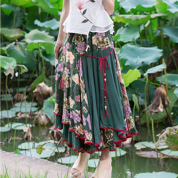 2017 new national trend chinese style autumn and winter elastic waist layered irregular vintage long maxi skirts, Black
2017 new national trend chinese style autumn and winter elastic waist layered irregular vintage long maxi skirts, Black
