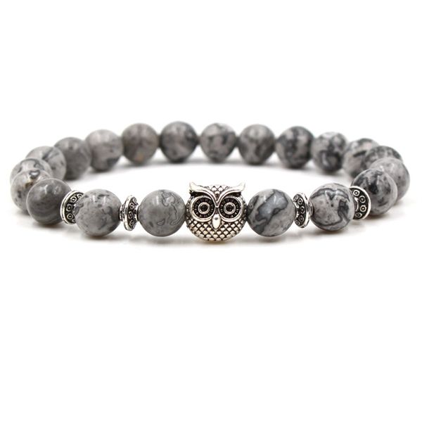 bracelet beaded strands grey agate 8mm alloy owl leopard lion animal women men bracelets bangles for gift, Black
bracelet beaded strands grey agate 8mm alloy owl leopard lion animal women men bracelets bangles for gift, Black