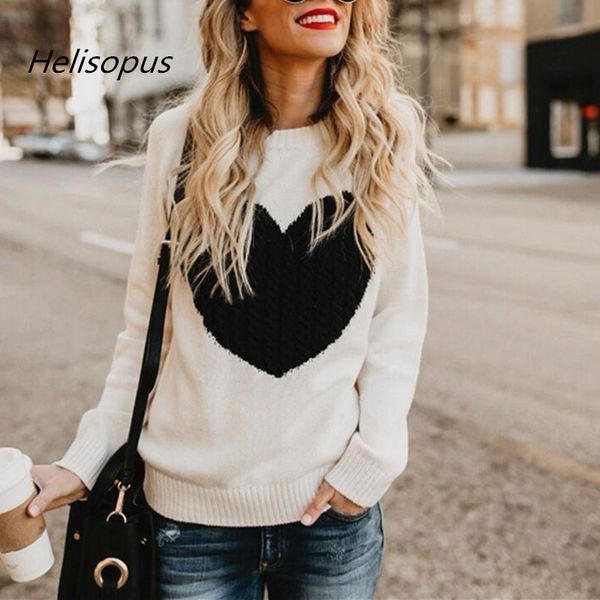 helisopus 2018 new autumn women sweaters o-neck heart pullovers fashion long sleeved casual patchwork sweaters, White;black
helisopus 2018 new autumn women sweaters o-neck heart pullovers fashion long sleeved casual patchwork sweaters, White;black