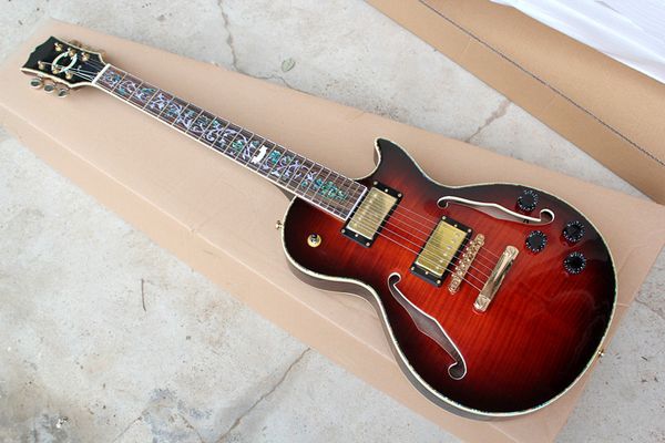 semi-hollow electric guitar with rosewood fretboard,gold hardwares,flame maple veneer,binding body,offering customized services
semi-hollow electric guitar with rosewood fretboard,gold hardwares,flame maple veneer,binding body,offering customized services