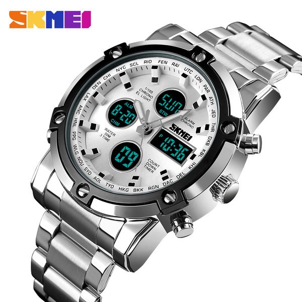 skmei men's fashion sport watches stainless steel analog digital led display army watch wristwatches for men waterproof, Slivery;brown
skmei men's fashion sport watches stainless steel analog digital led display army watch wristwatches for men waterproof, Slivery;brown