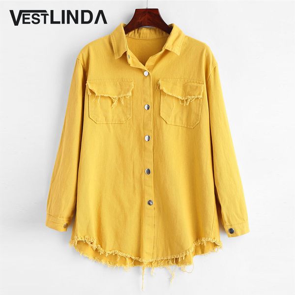frayed snap button shirt jacket women clothes turn down collar long sleeve loose casual autumn 2018 female jacket coat outwear, Black;brown
frayed snap button shirt jacket women clothes turn down collar long sleeve loose casual autumn 2018 female jacket coat outwear, Black;brown