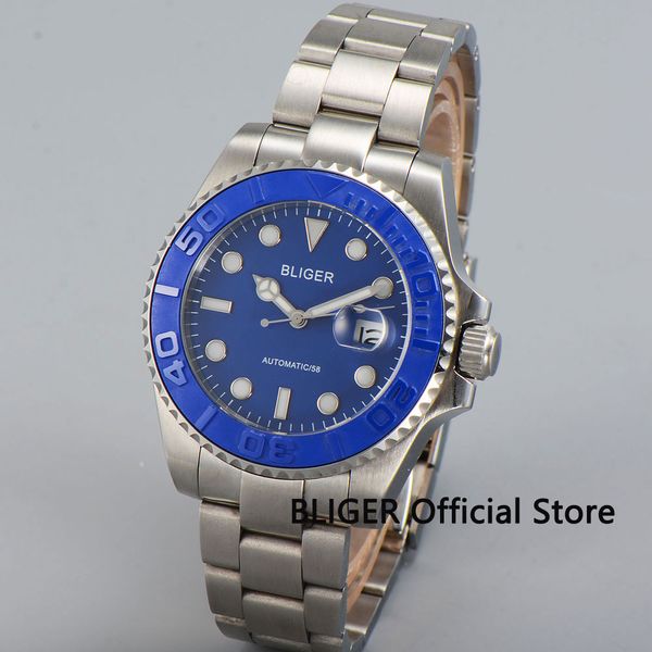 sapphire crystal 43mm bliger blue dial blue ceramic bezel luminous marks date magnifier miyota automatic movement men's watch, Slivery;brown
sapphire crystal 43mm bliger blue dial blue ceramic bezel luminous marks date magnifier miyota automatic movement men's watch, Slivery;brown