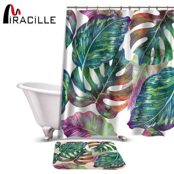 miracille creative green tropical plant printed shower curtain set waterproof polyester fabric curtain and anti-slip bath mat
miracille creative green tropical plant printed shower curtain set waterproof polyester fabric curtain and anti-slip bath mat