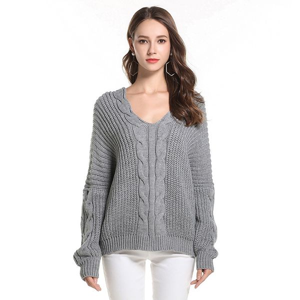 autumn winter lady's sweater for women sweaters and pullovers v neck thick warm loose knitted sweater oversize, White;black
autumn winter lady's sweater for women sweaters and pullovers v neck thick warm loose knitted sweater oversize, White;black