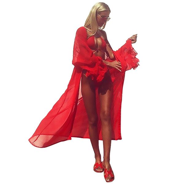 yjsfg house women bikini cover up swimsuit smock swimwear beach shirt bathing suit gauze perspective long red sexy, White
yjsfg house women bikini cover up swimsuit smock swimwear beach shirt bathing suit gauze perspective long red sexy, White