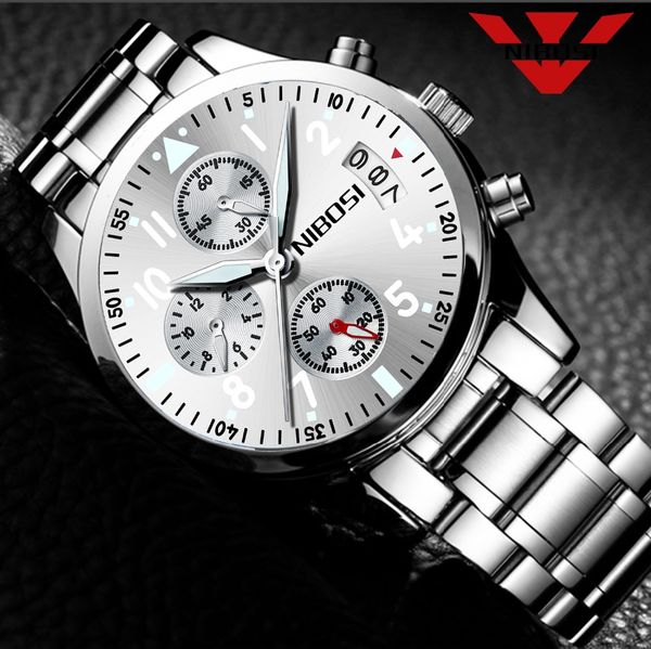 nibosi mens watches sports quartz watch men stainless steel watches fashion silverrelogio masculino, Slivery;brown
nibosi mens watches sports quartz watch men stainless steel watches fashion silverrelogio masculino, Slivery;brown