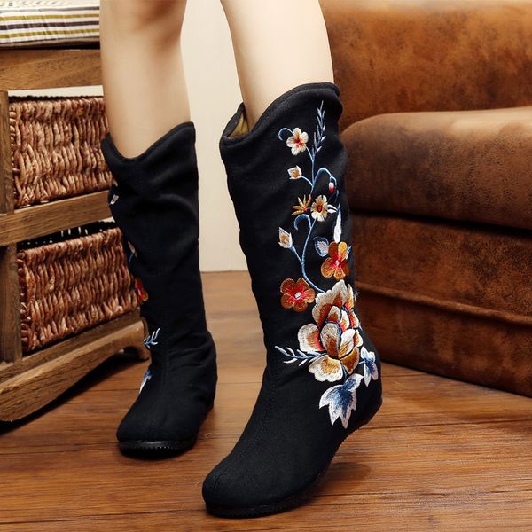 okh brand autumn fashion flower canvas embroidered half boots women flat height increasing 3.5cm side zipper retro single boots, Black
okh brand autumn fashion flower canvas embroidered half boots women flat height increasing 3.5cm side zipper retro single boots, Black