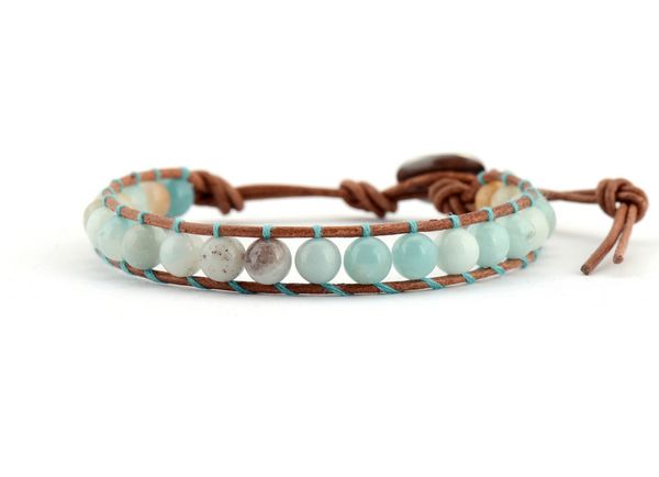fashion exquisite 6mm amazonite single leather wrap bracelet wholesale genuine leather bohemian weaving boho bracelet dropshipping, Black
fashion exquisite 6mm amazonite single leather wrap bracelet wholesale genuine leather bohemian weaving boho bracelet dropshipping, Black