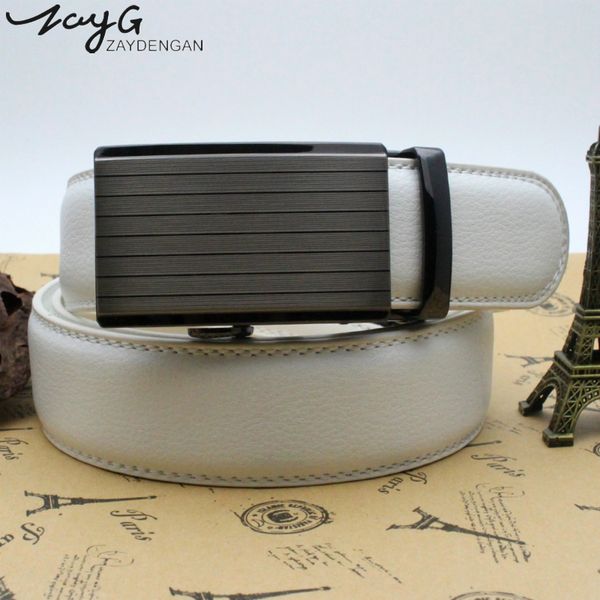 zayg men's fashion white belt metal striped automatic ratchet buckle belt men businessvintage buckle jeans, Black;brown
zayg men's fashion white belt metal striped automatic ratchet buckle belt men businessvintage buckle jeans, Black;brown