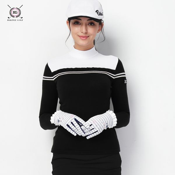golf clothing women's long-sleeved t-shirt ladies autumn and winter golf warm knitted collar sweater for women, Black;blue 
golf clothing women's long-sleeved t-shirt ladies autumn and winter golf warm knitted collar sweater for women, Black;blue