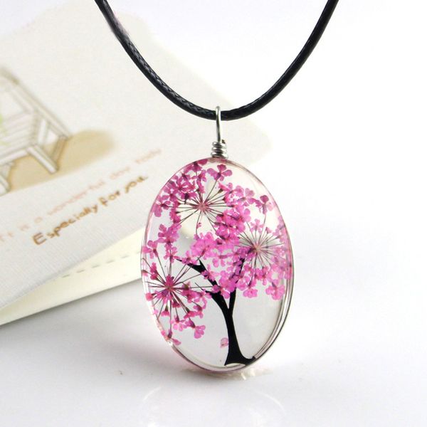 natural dried flower pendant necklace handmade tree of life shaped leather rope glass long necklace for women gift jewelry, Silver
natural dried flower pendant necklace handmade tree of life shaped leather rope glass long necklace for women gift jewelry, Silver