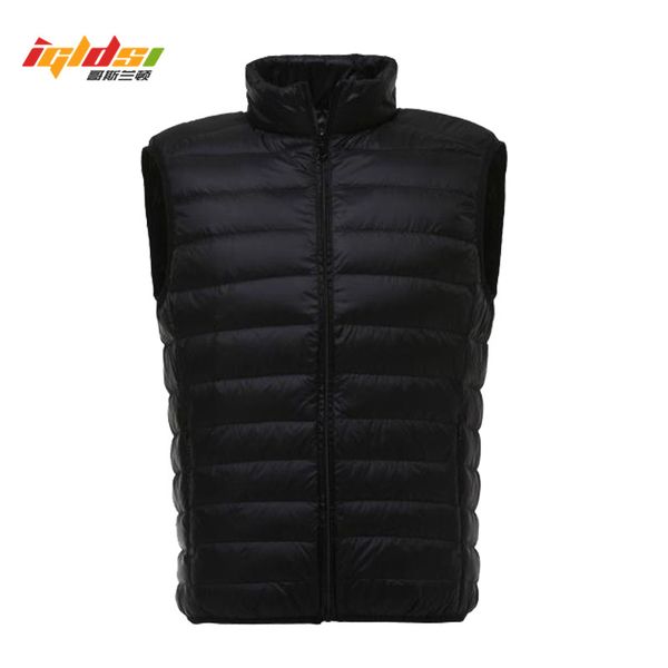 

white duck down vest men 2018 new autumn winter ultralight sleeveless jacket casual slim waistcoat vest male outwear warm coat, Black;white