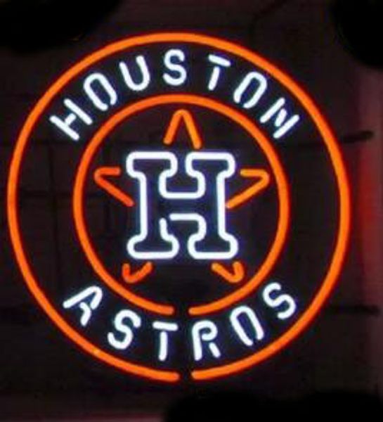 

houston h astros glass tube neon light sign home beer bar pub recreation room game lights windows glass wall signs 24*20 inches