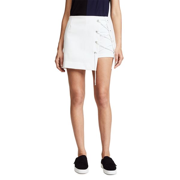 women 2018 new arrival casual solid asymmetric split lace up mini skirt office lady basic female short skirt, White;black
women 2018 new arrival casual solid asymmetric split lace up mini skirt office lady basic female short skirt, White;black