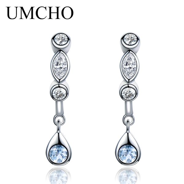 umcho natural sky blue z aquamarine drop earrings 925 sterling silver earrings jewelry fine for women special gift, Golden;silver
umcho natural sky blue z aquamarine drop earrings 925 sterling silver earrings jewelry fine for women special gift, Golden;silver