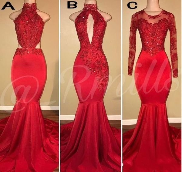 2018 long red mermaid prom dresses jewel neck beaded sequined lace applique backless formal evening party gowns robe de soiree custom, Black
2018 long red mermaid prom dresses jewel neck beaded sequined lace applique backless formal evening party gowns robe de soiree custom, Black