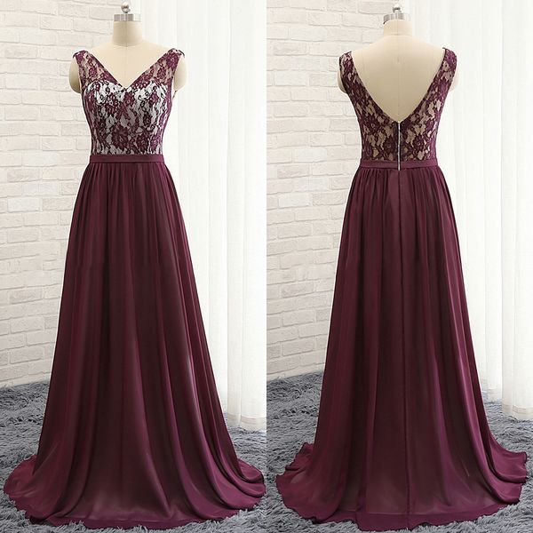 lace v neck backless bridesmaid dress chiffon empire beach style purple long prom wedding party dresses gowns real ps, White;pink
lace v neck backless bridesmaid dress chiffon empire beach style purple long prom wedding party dresses gowns real ps, White;pink